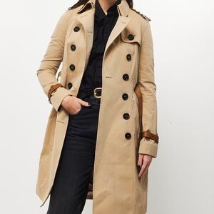 ISO Burberry Beige Trench Coat with Brown Accents